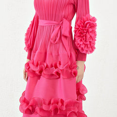 Luxury Plissé Ruffle Dress