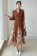 Luxury Plissé  3/4 Sleeve Dress