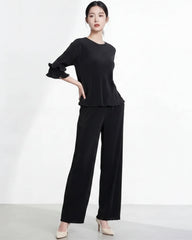 Couture Plissé Top & Dressy Pant Set