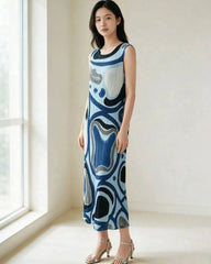 Plisse Modernist Geometric Dress