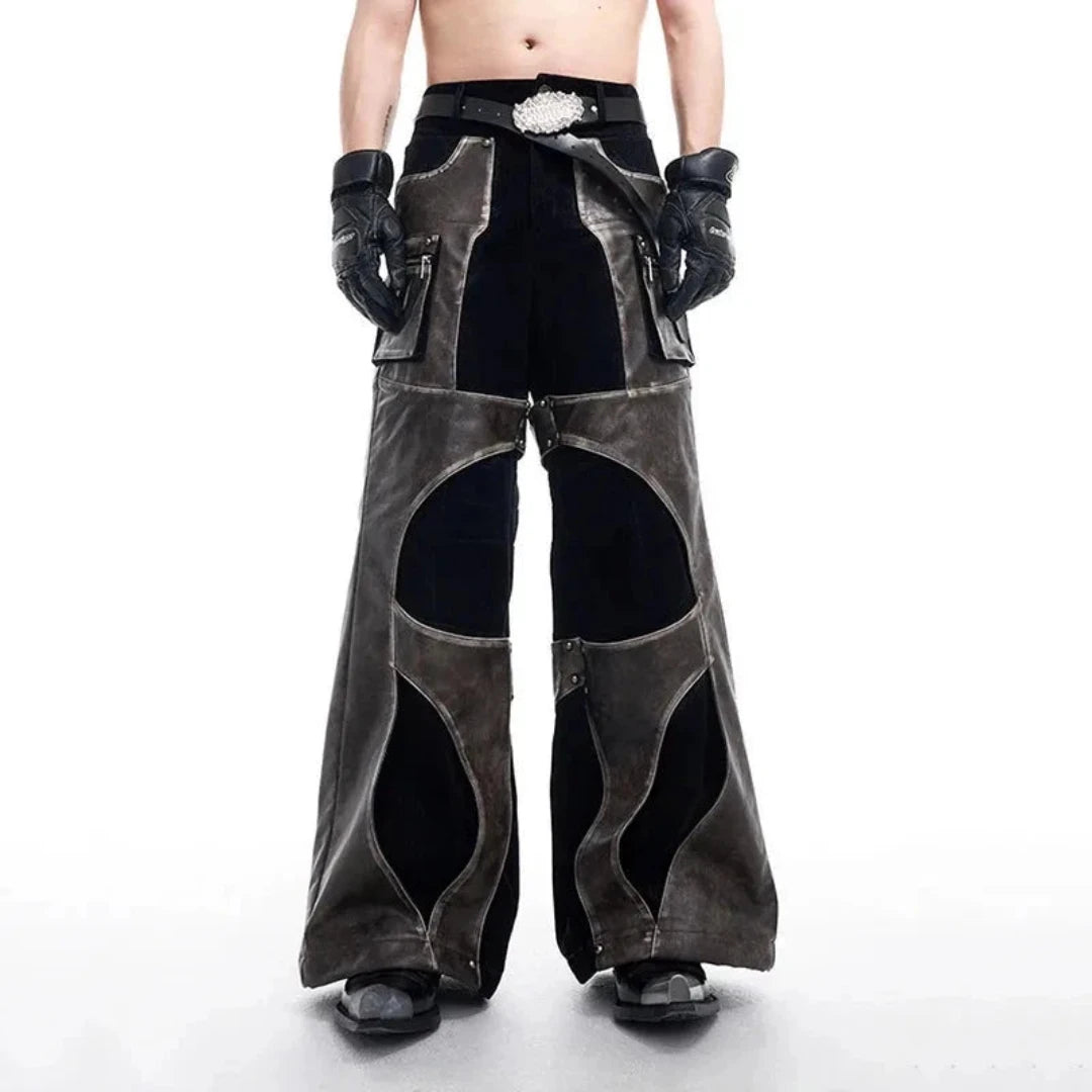 Men's Luxury Streetwear Faux Leather Wide Leg Pants