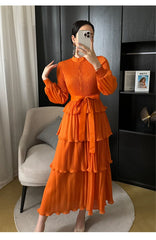 Women's Giselle Pleated Long Sleeve Dress