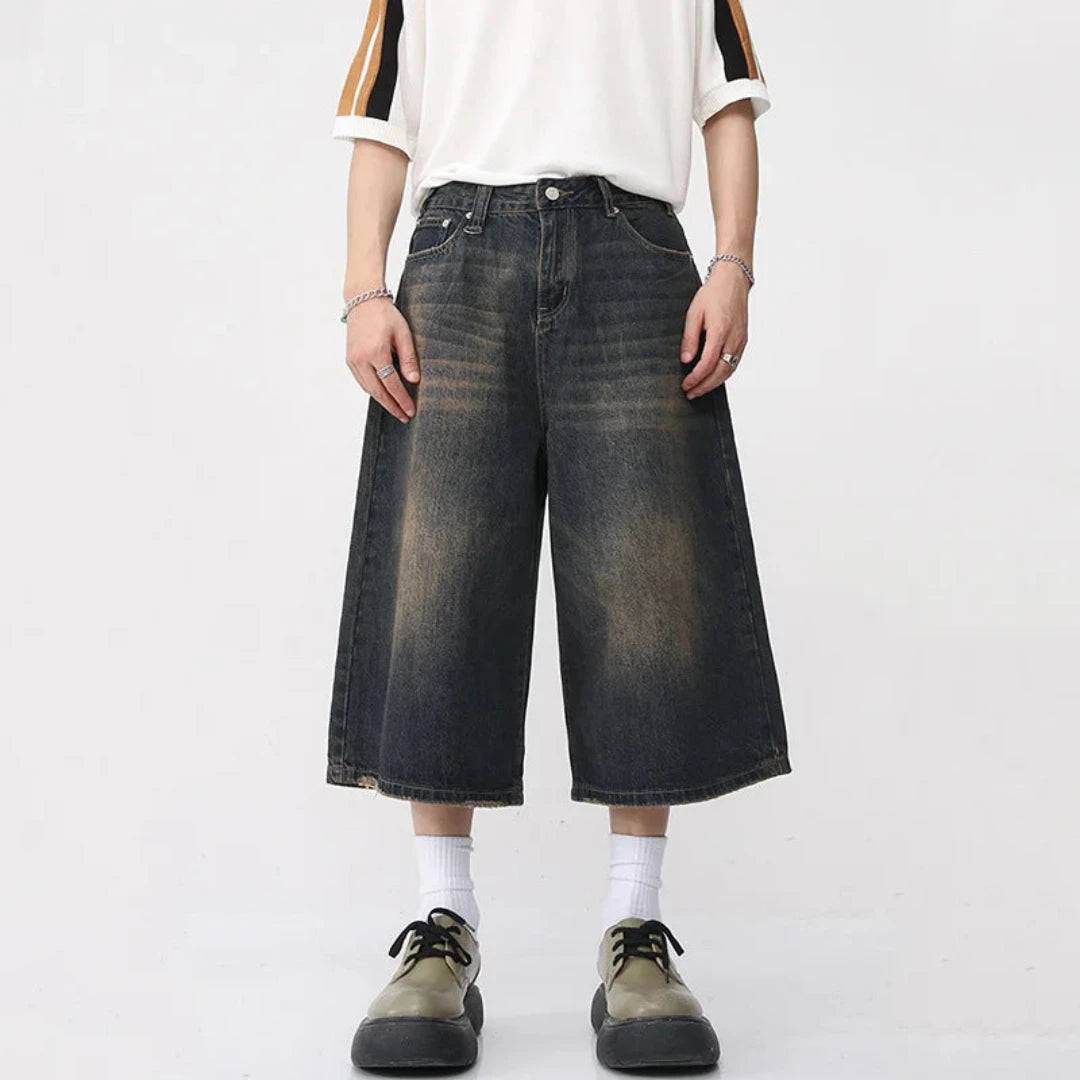 Men's Trendy Wide Leg Denim Long Shorts