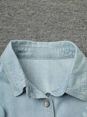 Luxe 3D Floral Denim Blouse