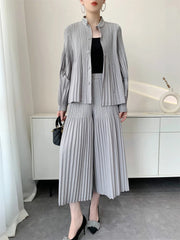 Luxury Pleated Wide-Leg Culottes
