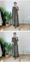 Luxury Pleats Dress & Coat Set