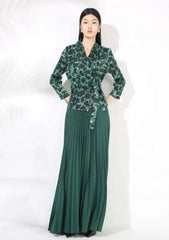Leopard Pleated Skirt & Wrap Blouse
