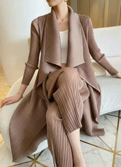 Plissé Longline Duster Cardigan