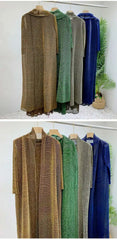 Luxury Pleats Dress & Coat Set