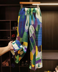 Multicolor Palazzo Pleated Pants
