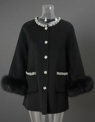 Luxury Woolen Faux Fur Coat