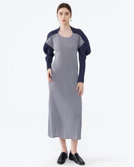 Luxury Plissé Fan-Shoulder Dress