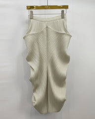 Luxury Plissé Sculptural Draped Skirt