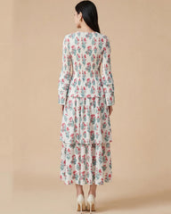 Luxury Pleated Bell-Sleeve Dress