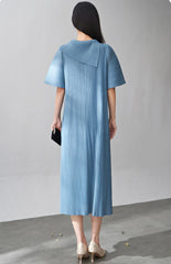 Balloon-Sleeve Pleated Dress