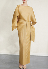 Luxury Pleated Shawl Dress
