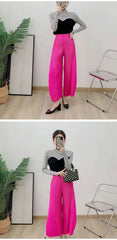 Plissé Pleated Wide-Leg Trousers