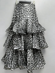 Leopard Tiered Ruffle Skirt