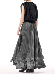 Anthracite Cascade Pleated Maxi Pull-On Skirt