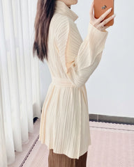 Luxury Plisse Mid-Length Jacket