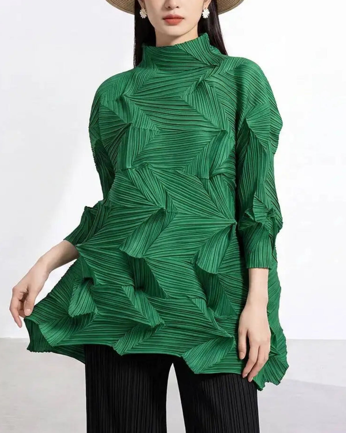 Origami Plissé Tunic Top