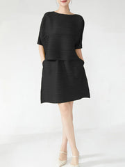 Plisse Relaxed Fit Blouse & Skirt
