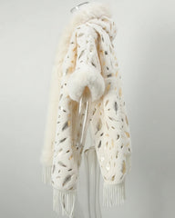 Luxury Fringe Cape with Fur Trim