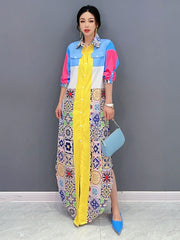 Couture Bohemian Long Sleeve Blouse Maxi Dress