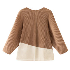 Pleated Two-Tone Blouse Top