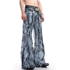 Men's Retro Distressed Denim Two Piece Set