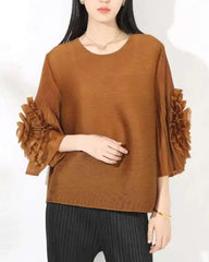 Floral Plissé Elegant Top