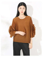 Truly Pleated Ruffle Sleeve Top