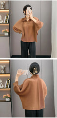 Elegant Pleated Dolman Blouse