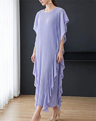 Luxury Plissé Ruffle Kaftan Dress