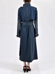 Women's Modern Classic Denim Midi Long Coat