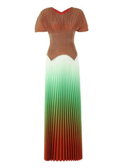 Sculpted Ombre Pleated Skirt & Top Set