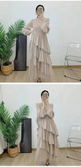 Elegant Ruffled Pleated Dress