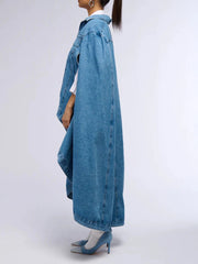 Designer Denim Oversized Cape Coat