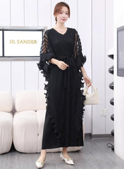 Sculptural Plissé Cape Kaftan