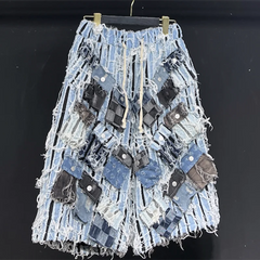 Men's Light Wash Baggy Distressed Denim Shorts