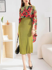 2-Piece Pleated Dress & Shawl