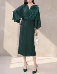 Luxury Floral Plissé Dress