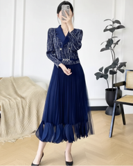 Elegant Plissé Modest Dress