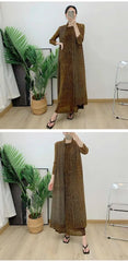 Luxury Pleats Dress & Coat Set