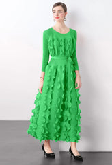 Luxe Plissé Modest Ruffle Dress