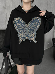 Luxury Butterfly Appliqué Hoodie
