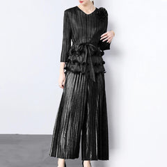 Formal Pleated Wide Leg Pant Set
