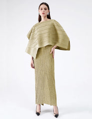 2-Piece Plissé Cape Dress