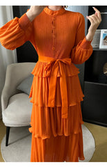 Women's Giselle Pleated Long Sleeve Dress