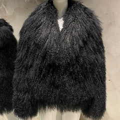 Designer Oversized Shearling Mongolian Fur Coat